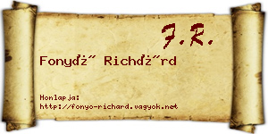 Fonyó Richárd névjegykártya